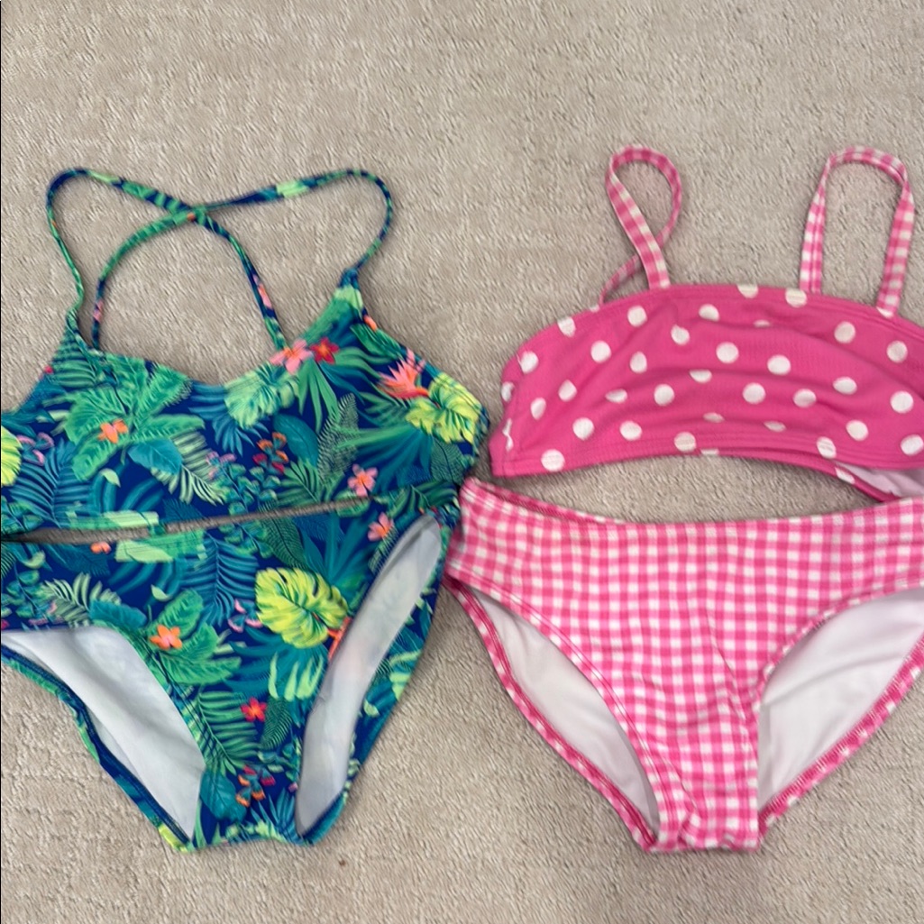 Tropical And Polka Dot Kids Swimwear Set